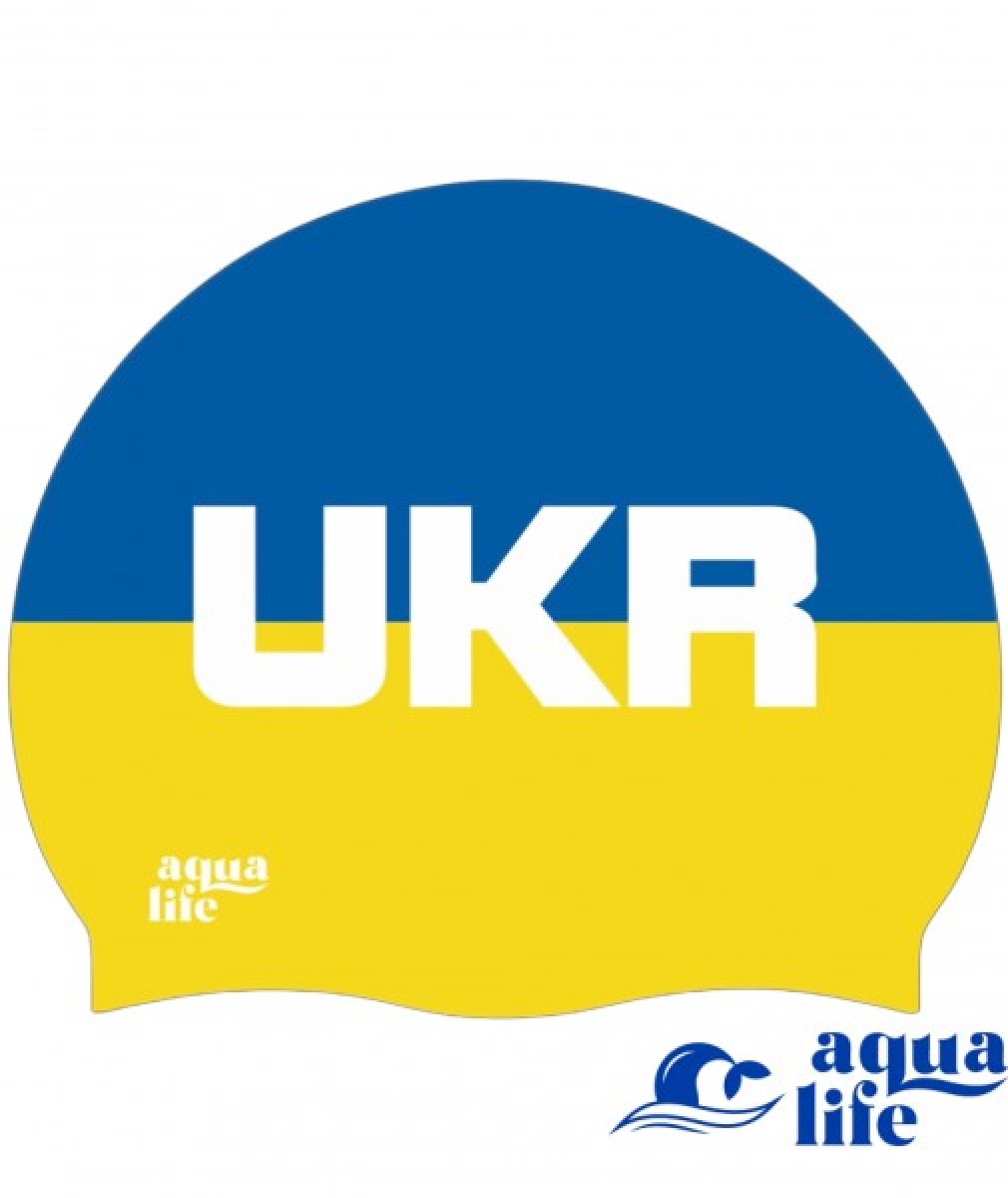 Шапочка Ukraine (Украина) сине-желтый флаг AQUA-Life картинка 2020