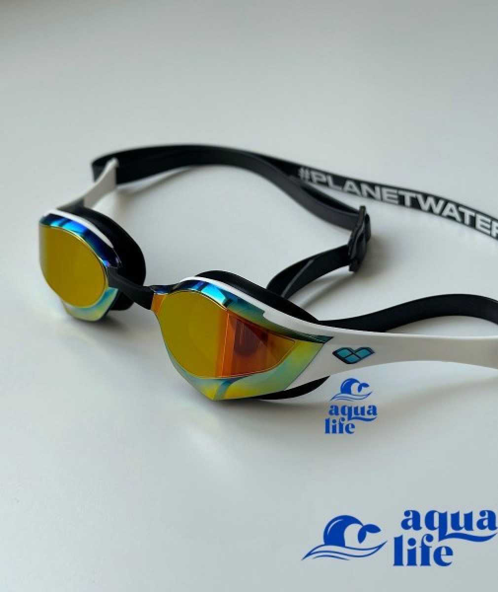 очки для плавания Cobra Edge Swipe Mirror gold-white-black Arena картинка 2909 4